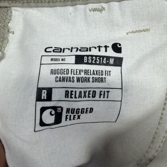 Carhartt Shorts Mens 36 Khaki Tan Rugged Flex Relaxed Fit Canvas Work Utility - Picture 3 of 12